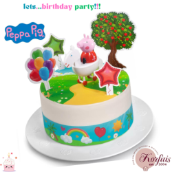 Σχέδιο τούρτας Peppa pig στο λιβάδι σετ 20cm