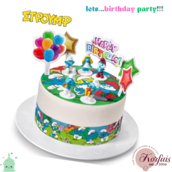 Σχέδιο τούρτας Στρουμφ happy birthday σετ 20cm