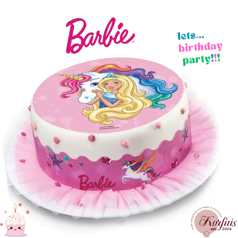 Σχέδιο τούρτας Barbie μονόκερος σετ 20cm Σχέδιο τούρτας Barbie μονόκερος σετ 20cm