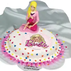 Σχέδιο τούρτας Barbie κοτσιδάκια σετ 20cm