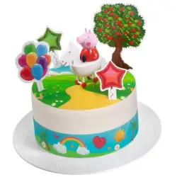 Σχέδιο τούρτας Peppa pig στο λιβάδι σετ 20cm