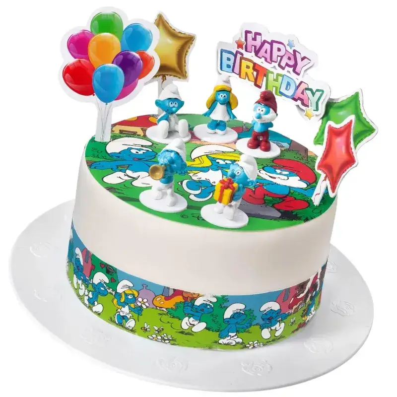 Σχέδιο τούρτας Στρουμφ happy birthday σετ 20cm